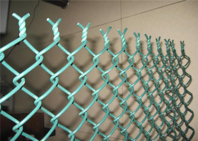 Green PVC Coated Chain Link Fencing , Playground Plastic Coated Wire Mesh 1