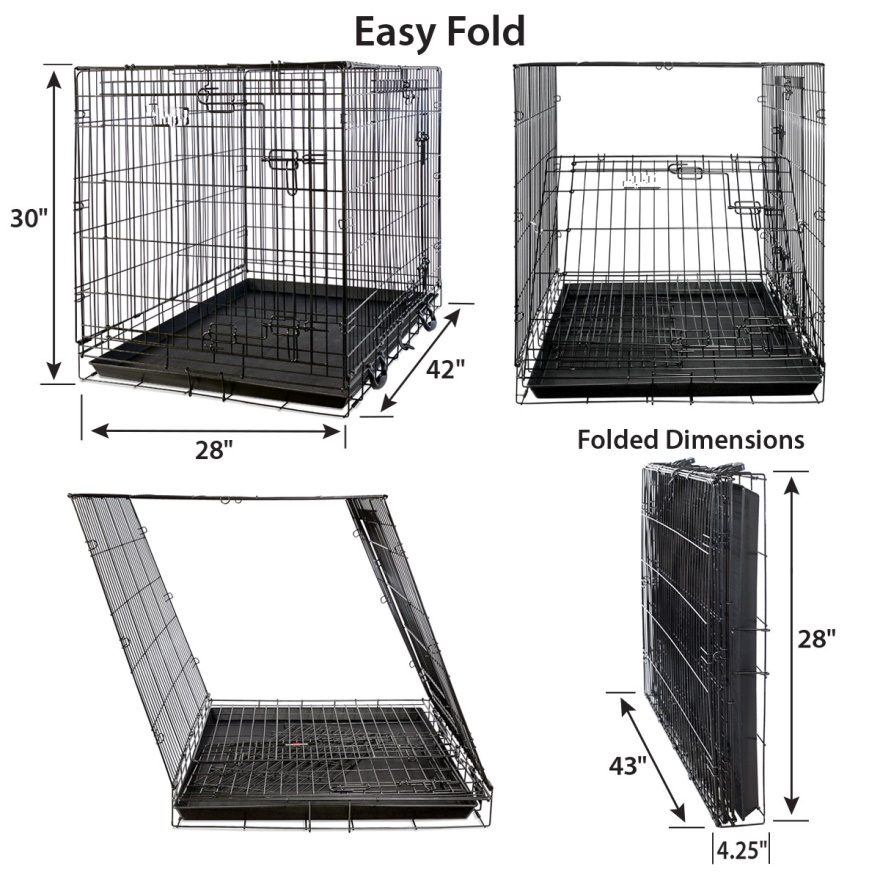 Double Door Metal Durable Folding Pet Crate0412