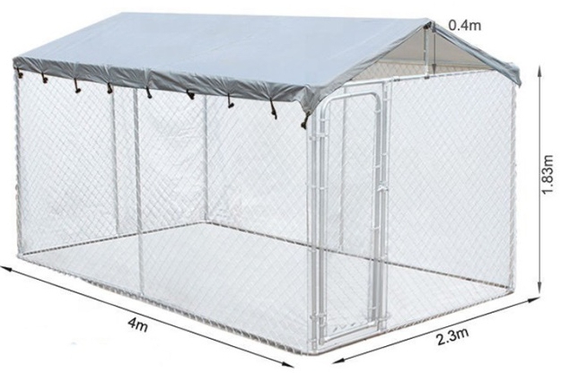 Durable Chain Link Large Dog Kennel Galvanized Outside04