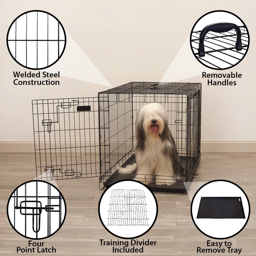 Foldable outdoor animal heavy duty dog pet crate folding xxl dog cage with two door design01
