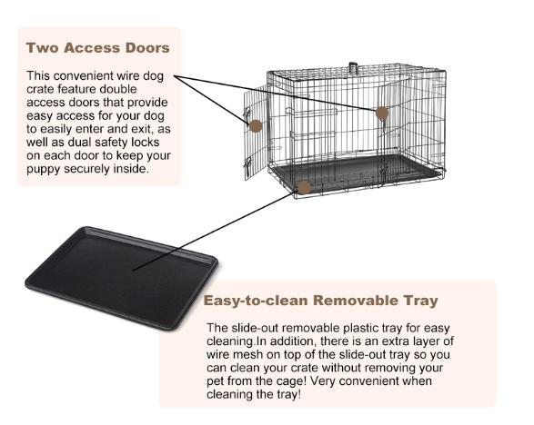 Foldable outdoor animal heavy duty dog pet crate folding xxl dog cage with two door design02