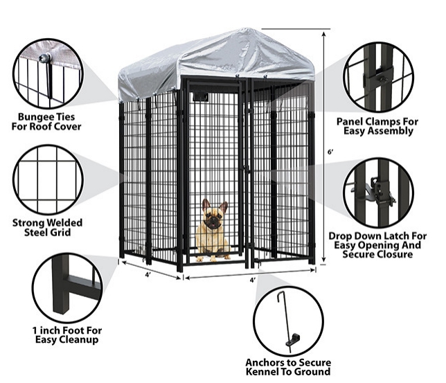 Modern large pet dog house outdoor dog kennel with shade cloth roof05
