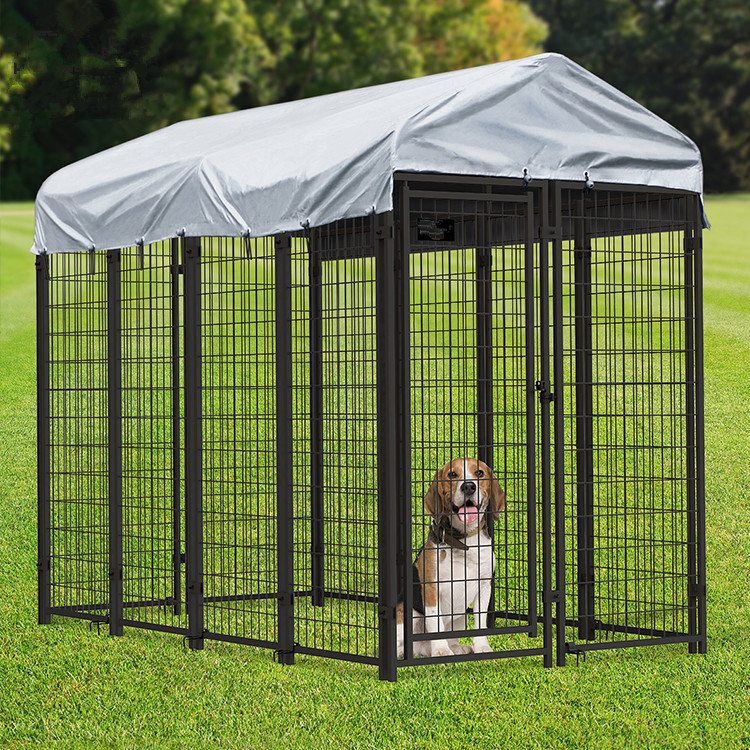 Modern large pet dog house outdoor dog kennel with shade cloth roof07