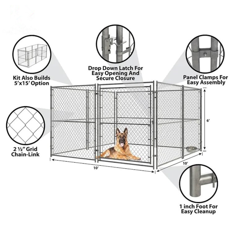 Outdoor Large Chain Link Pet  Cage Kennel for Pet Run Play 10ft x 10ft x 6ft05