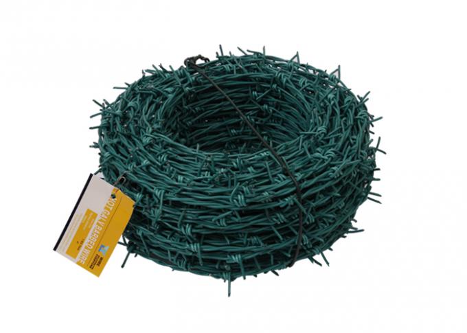 Green PVC Coated Barbed Wire Fence 0