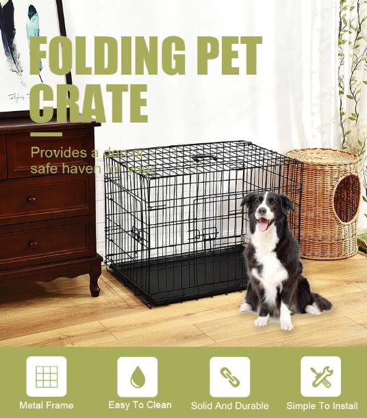Customized 42'' 48'' large pet kennel double door animal cage steel wire dog crate