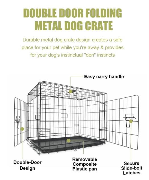 Customized 42'' 48'' large pet kennel double door animal cage steel wire dog crate